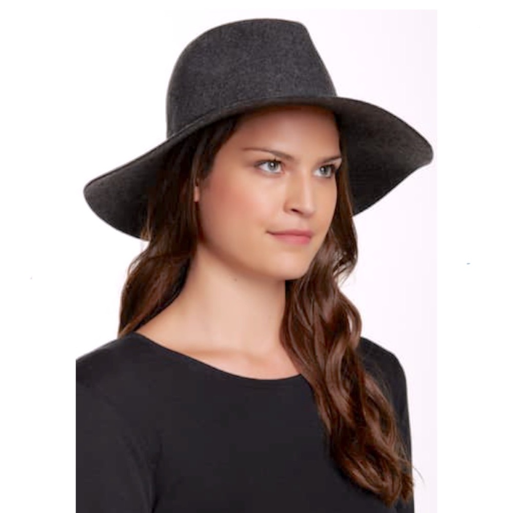 [phenix] wide brim wool & leather fedora